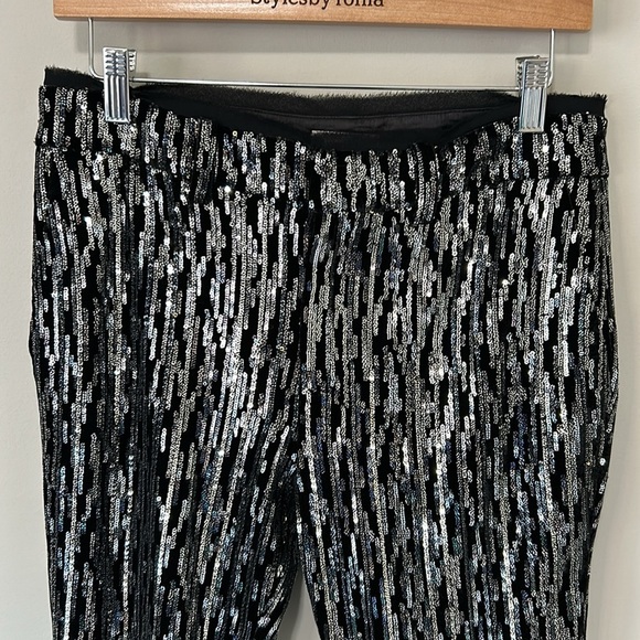 Zadig and Voltaire Polis Velours Pant Velour Black Silver Sparkle Sz 38 US M NEW - Picture 4 of 14